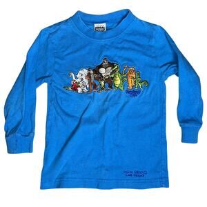 Vintage Rain Forest Cafe MGM Vegas Embroidered long sleeve blue Tshirt youth XS